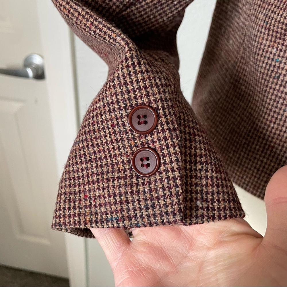 Vintage Pendleton Brown & Cream Houndstooth Tailo… - image 3